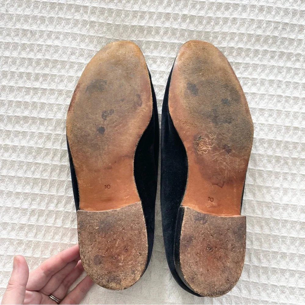 Peal & Co. for Brooks Brothers Black Velvet Loafers with Gold Embroidery size 10